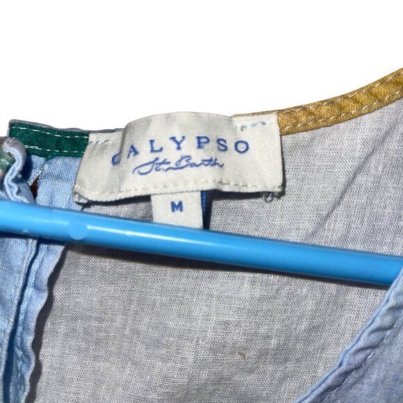 Calypso St Barth Womens Top Size Medium Multicolor Scenic Button Back - Picture 3 of 7